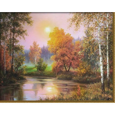 АЖ-1687 Картина стразами 'Осенние сумерки' 50*40см