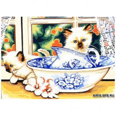 MRC1531-321 Канва с рисунком MARGOT 'Котята в миске' 40*50 см