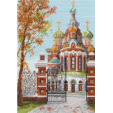 1633 Канва с рисунком Матренин посад 'Спас на Крови' 27*40см (37*49см)